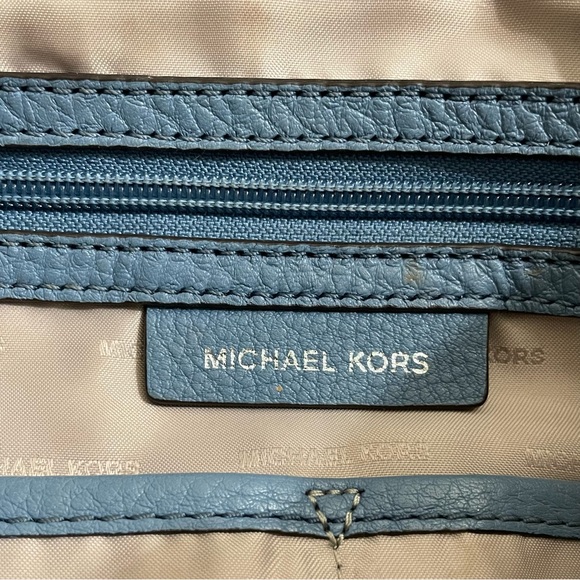 MICHAEL KORS Blue Leather BROOKLYN Large GRAB BAG Designer SATCHEL Bag PURSE - Picture 8 of 8